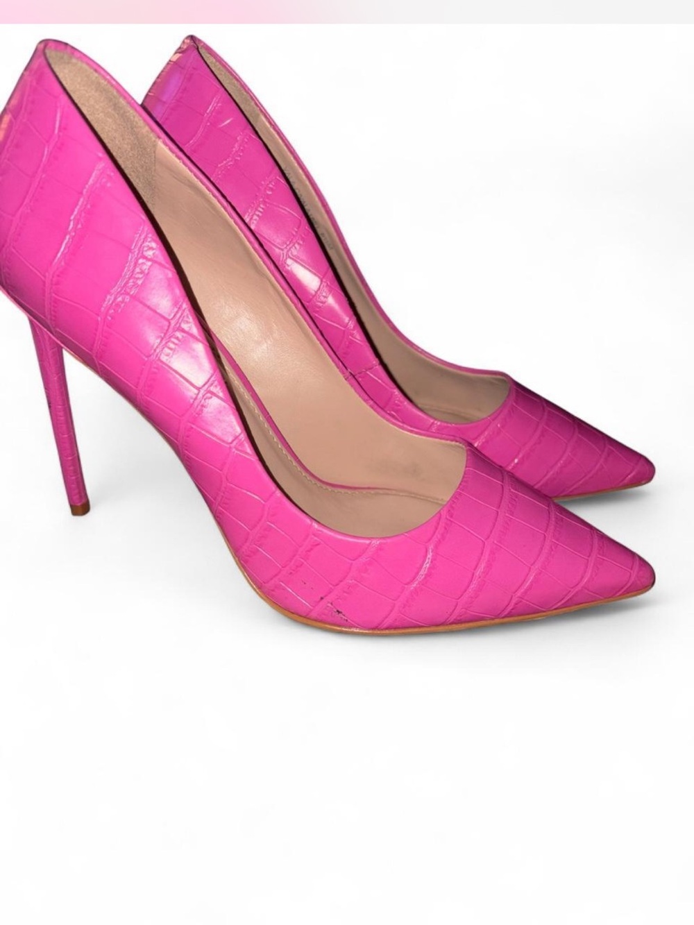 Steve Madden Hot Pink Croc Embossed Stiletto Pumps Size 8.5